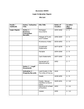 Logie-McQuesten Papers